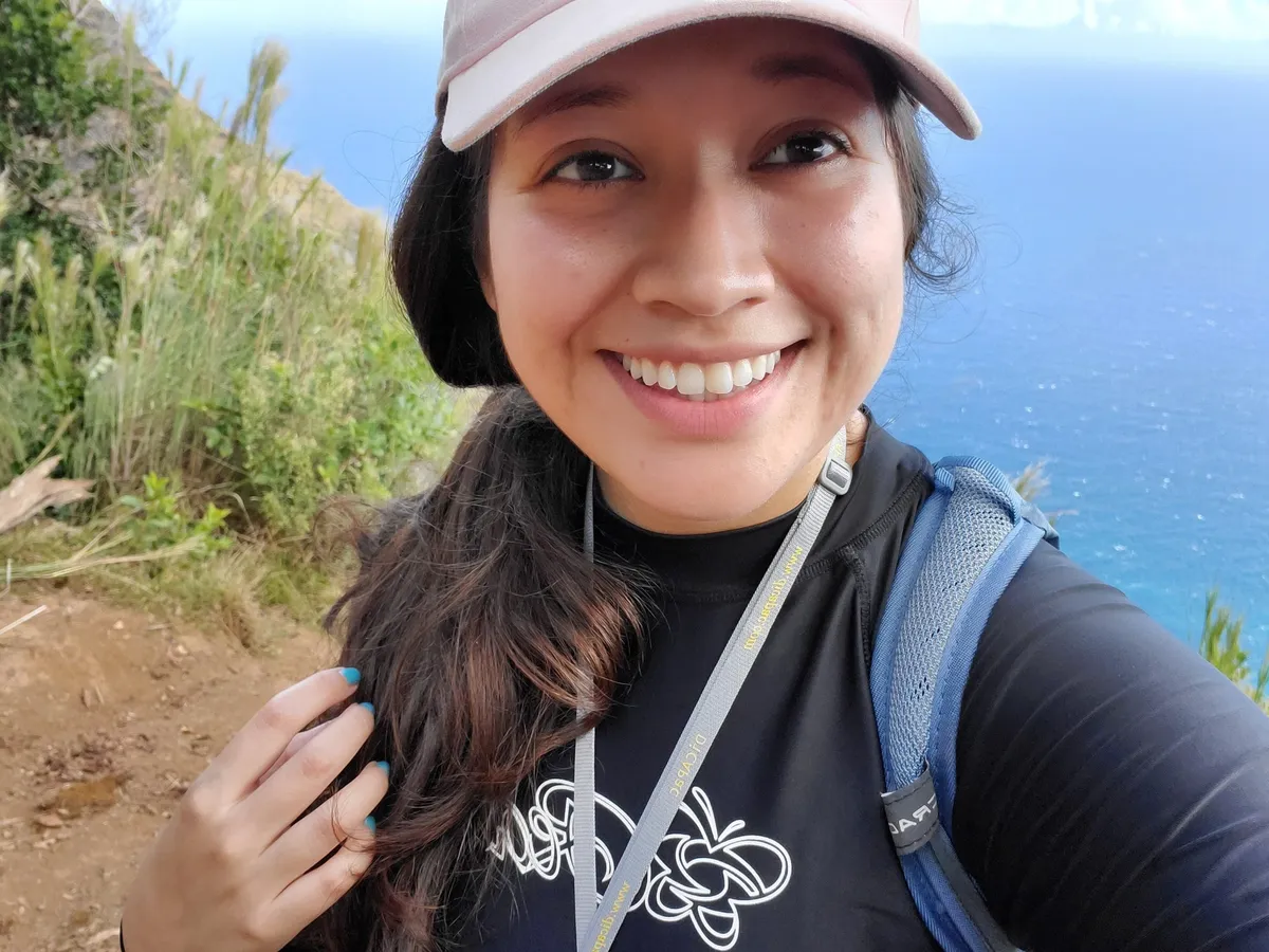 Portrait on a coastal hiking trail
